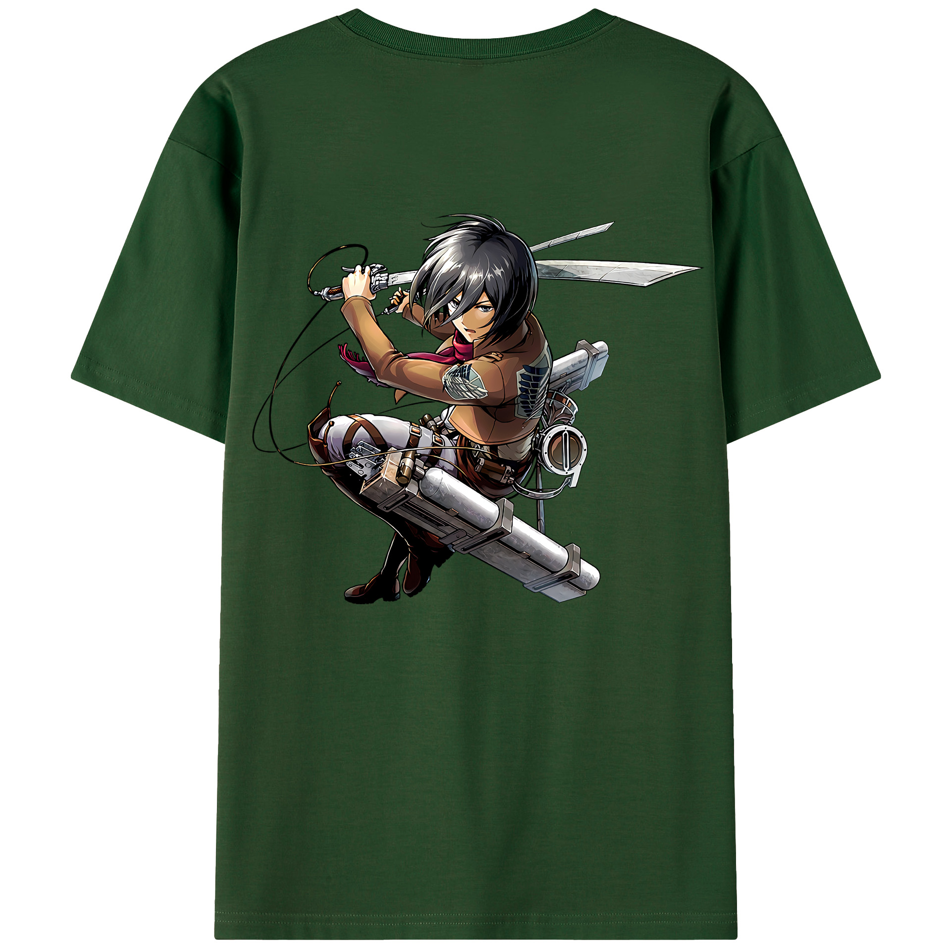 （画像用） 進撃の巨人 ミカサ·アッカーマン Attack on Titan Mikasa Ackerman 綿100％半袖Tシャツ（背面プリント）
